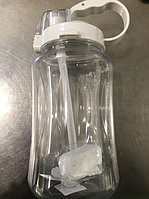 Велика пластикова спортивна пляшка для води, Фітнес пляшка з ручкою трубочкою ремінцем 2 л / 2000мл Біла