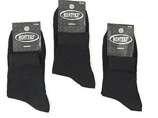 Чоловічі шкарпетки середні Монтекс однотонні з бавовни, безшовні сітка 41-44 12 шт чорні