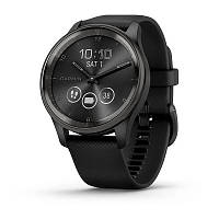 Garmin vivomove Trend зі сланцевим безелем з нержавіючої сталі, чорним корпусом та силіконовим ремінцем