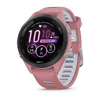 Garmin Forerunner 265S с черным безелем, серым корпусом и розовым/серым ремешком.