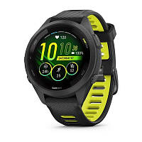 Garmin Forerunner 265S с черным корпусом и черным/желтым силиконовым ремешком