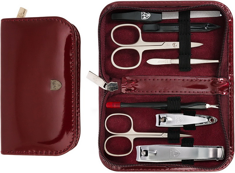 Манікюрний набір бордовий Kellermann 8 предметів 6327 Matt