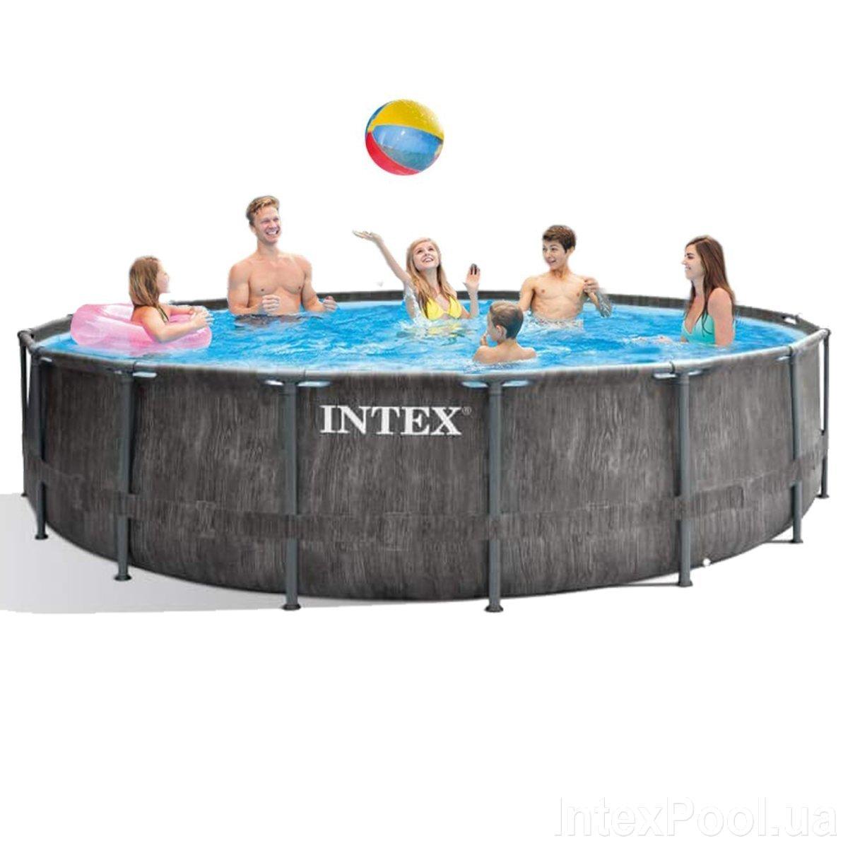 Бассейн каркасный наземный Intex 26742 GREYWOOD (457х122см) Бассейны интекс с фильтром, лестницей и тентом - фото 5 - id-p1853721051