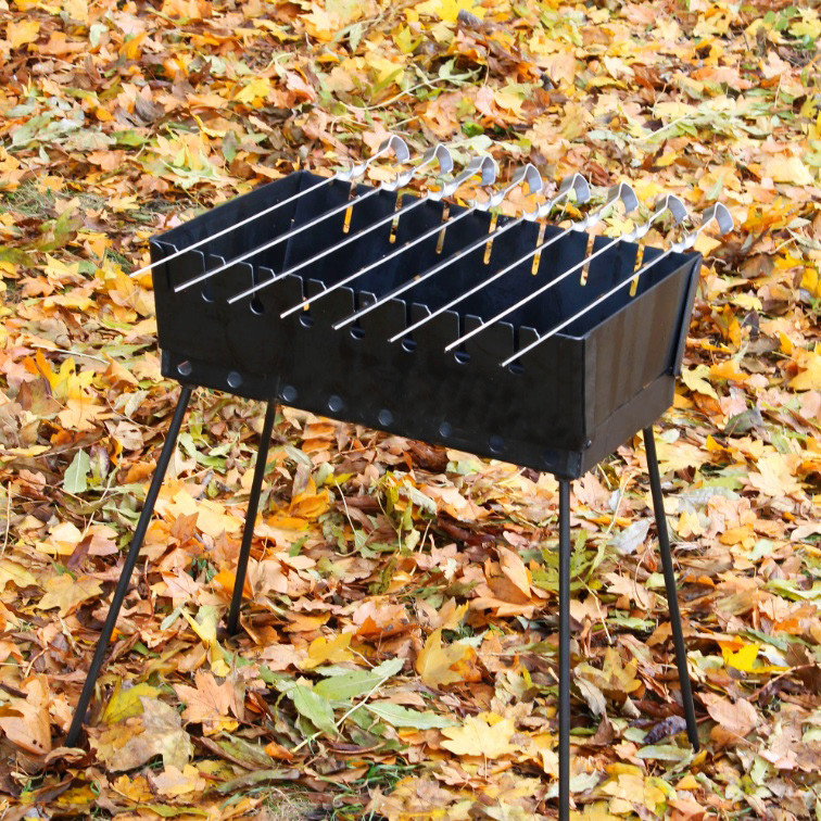 Мангал пікнік розбірний зі знімними ніжками та ручкою на 8 шампурів, сталь 2 мм