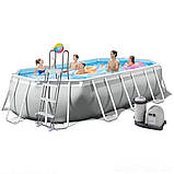Каркасні найбільші басейни інтекс 503х274х122 см Intex 26796 OVAL з насосом, драбиною та тентом, фото 5