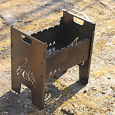 Мангал кейс складаний із декоративною різзю, похідний на 6 місць, товщина сталі 2 мм, є ручка для перенесення, фото 5