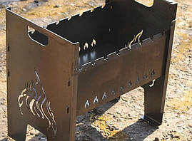 Мангал кейс складаний із декоративною різзю, похідний на 6 місць, товщина сталі 2 мм, є ручка для перенесення, фото 2