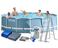 Каркасный бассейн Intex 26726 на 16805 л Premium круглый 457х122 см с картриджным фильтром, лестницей и тентом