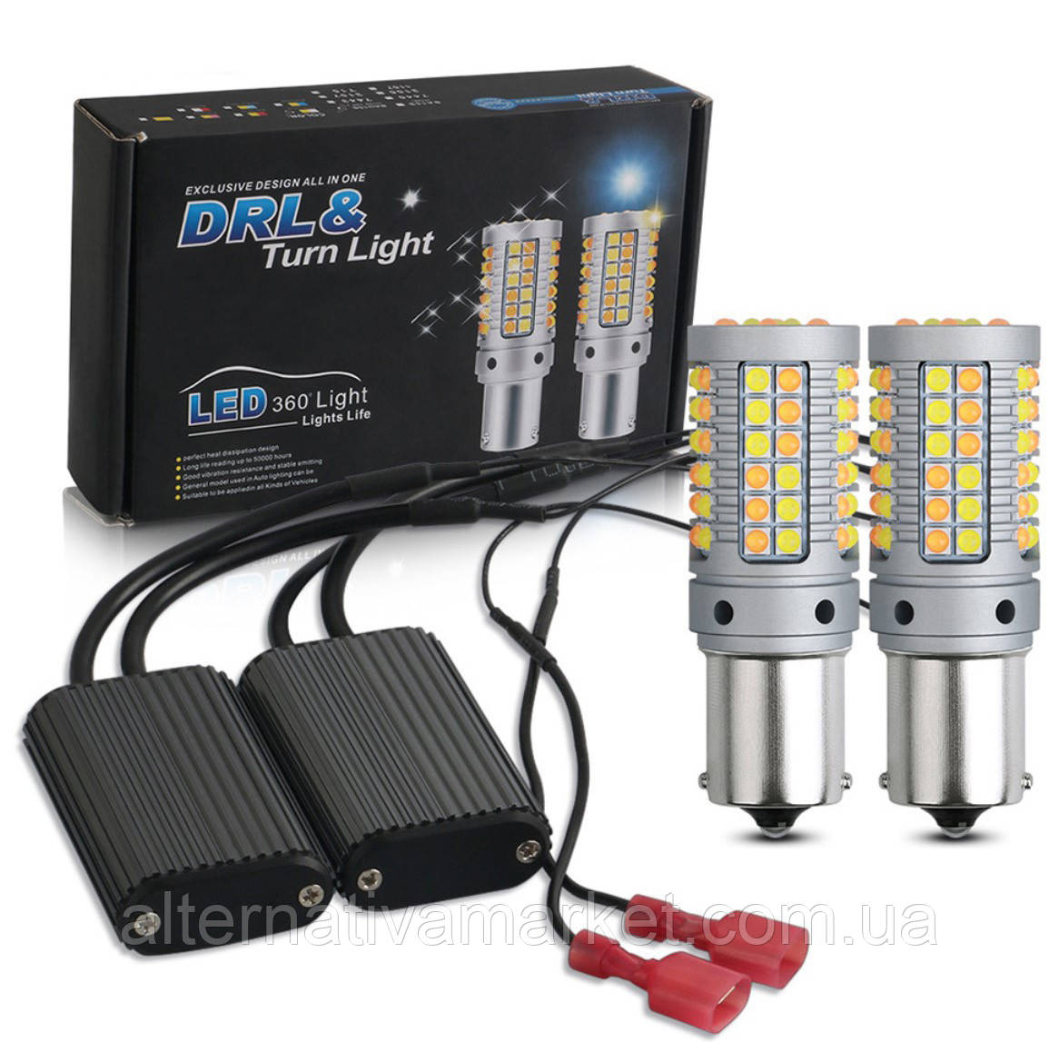 ДХО 69LED 2в1 з функцією повороту CAN BUS (4140LM, немає помилок, цоколь 1156, BA15S, P21W), фото 1