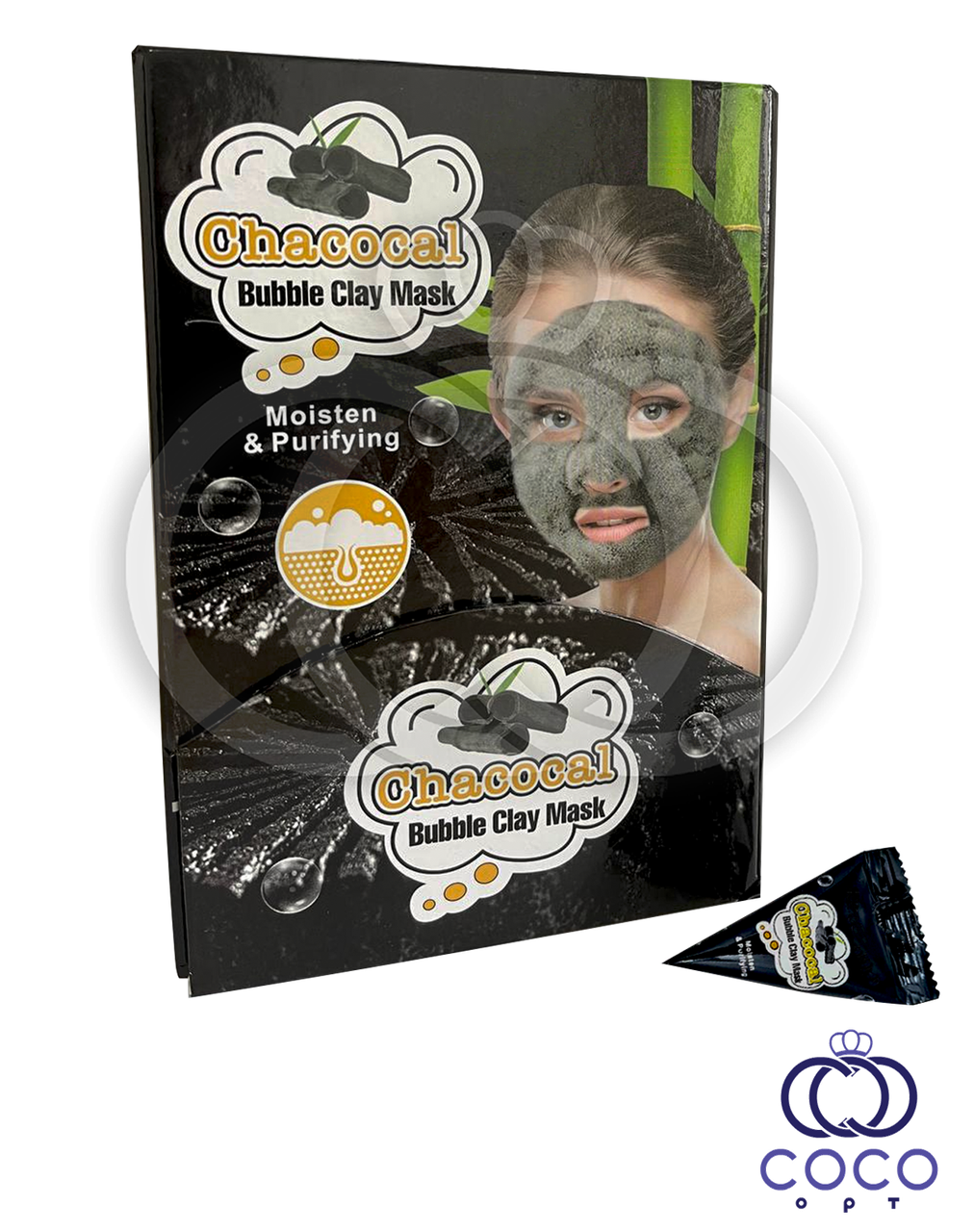 Киснева вугільна маска від чорних цяток Charcoal Bubble Clay Mask 4 ml, фото 1