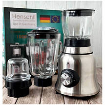Блендер стаціонарний 3 в 1 Henschll HS-8891 з чашею 1.5л, кавомолка, подрібнювач, м'ясорубка 1000 Вт, фото 2