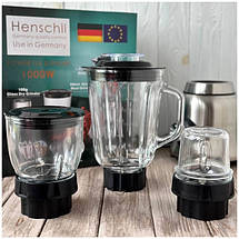 Блендер стаціонарний 3 в 1 Henschll HS-8891 з чашею 1.5л, кавомолка, подрібнювач, м'ясорубка 1000 Вт, фото 4