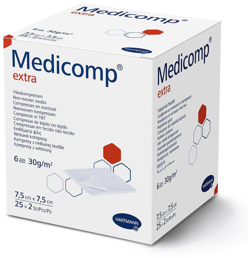 Стерильні сорбційні серветки з нетканого матеріалу Medicomp Extra 7,5х7,5см 2х25шт