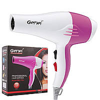 Фен для волос от сети, Gemei GM-1702, Розовый / Профессиональный компактный фен для сушки и укладки