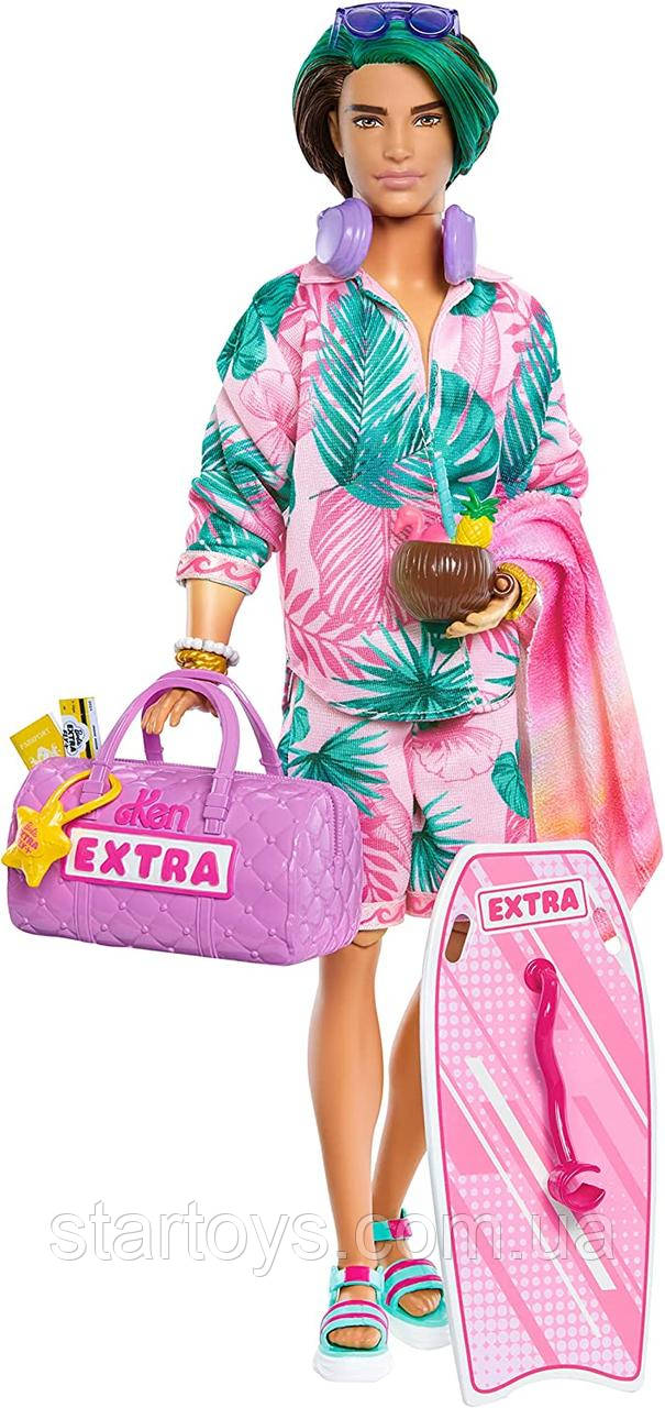 Лялька кен Барбі Екстра серія Подорож , пляжний відпочинок Travel Ken Doll with Beach Fashion, Barbie Extra Fly