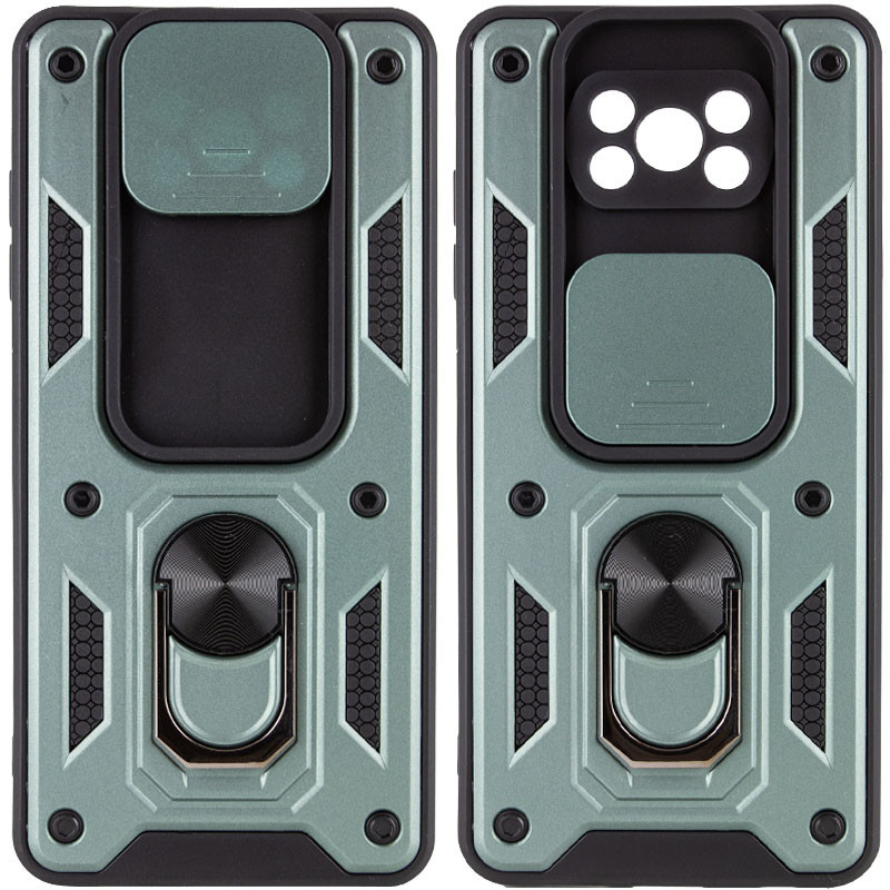 Протиударний чохол зелений із шторкою та кільцем під магнітний тримач для Xiaomi Poco X3 PRO / на поко на поко х 3 про - фото 1 - id-p1867269890