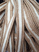 Тесьма джутовая 2.5см лен плетеная "косичка белая"(1 уп -65м)