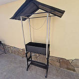 Садовий мангал з міцною чавунною основою та дахом на 9 шомпурів та кріпленням для казана, фото 2