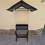 Садовий мангал з міцною чавунною основою та дахом на 9 шомпурів та кріпленням для казана, фото 3