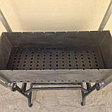 Садовий мангал з міцною чавунною основою та дахом на 9 шомпурів та кріпленням для казана, фото 4