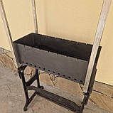 Садовий мангал з міцною чавунною основою та дахом на 9 шомпурів та кріпленням для казана, фото 5