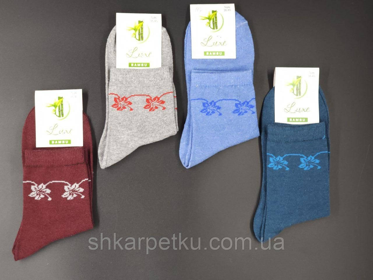 Жіночі шкарпетки середні стрейчеві Житомир Люкс з Малюнком квітів 36-40 12 шт в уп мікс кольорів