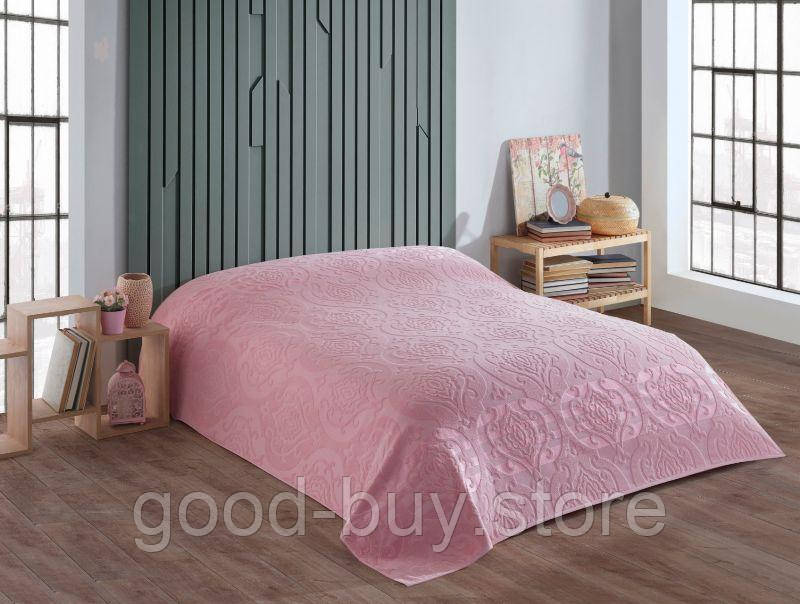 Махрове простирадло - покривало Gulcan Cornely pink 200x220 - бавовна Туреччина