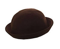 Детская шляпка котелок из фетра 52-54Темно-коричнева