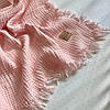 Мусліновий плед із бахромою Рожева пудра 90х105 см MSonya, фото 4