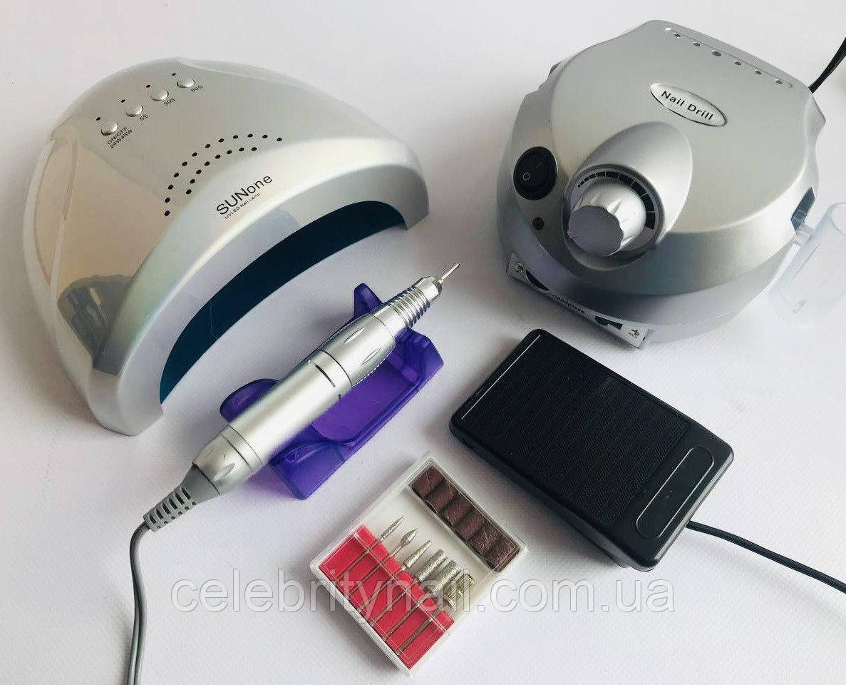 Набір для манікюру Sun з лампою SUN One Mirror та фрезером ZS-601 (срібло)