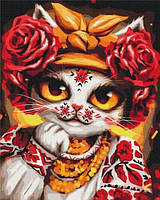 Картина за номерами 40*50 см. "Кішка роза"