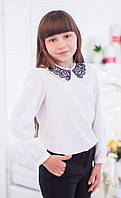 Шифонова блуза Світ блуз з ажурним комірцем мод.7005