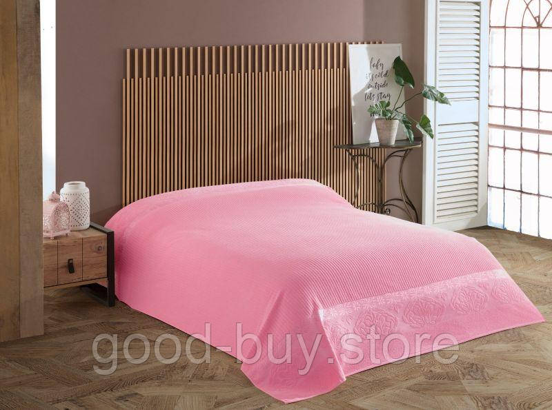 Махрове простирадло - покривало Gulcan Lively pink 200x220 - бавовна Туреччина