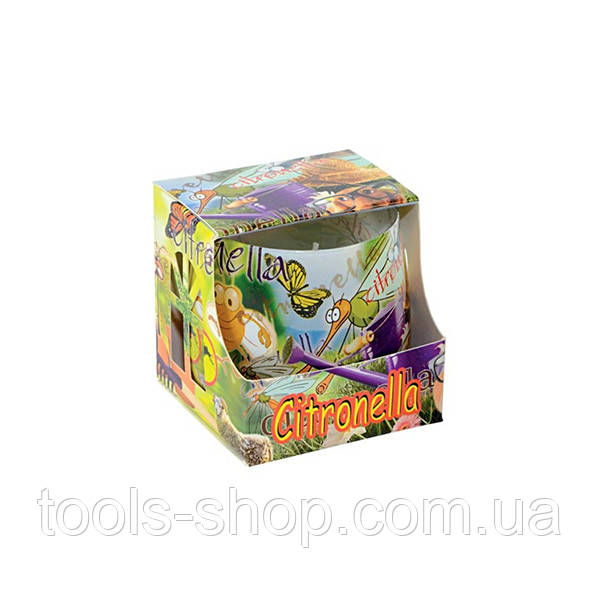 Свічка з ароматом цитронели, від комарів, мошок, в скляній, для площі 15м2 Польша Adpal A-190, фото 1