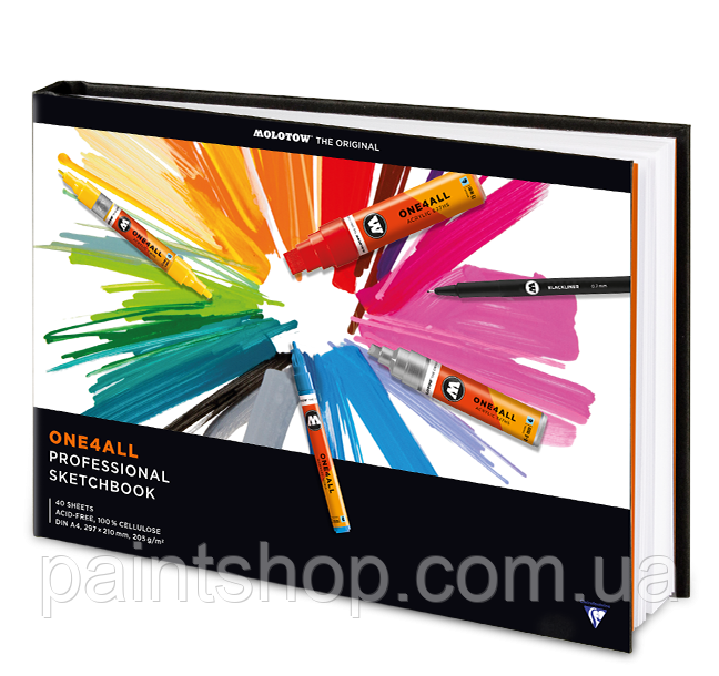 Скетчбук Molotow ONE4ALL Proffesional Sketchbook DIN A4 Landscape 297x210 мм (Тверда обкладинка), фото 1