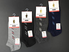 Чоловічі короткі шкарпетки Montereale три смужки,  без шва, літні з бавовни,  42-44, 12 пар/уп. мікс кольорів