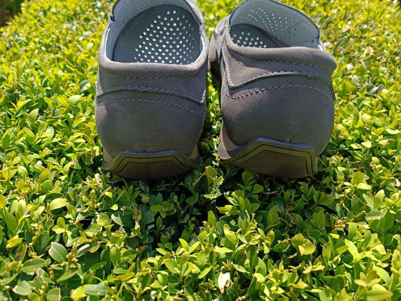 Мокасины мужские 41 размер кожаные туфли с перфорацией серые макасины летние слипоны в дырочку без резинке - фото 8 - id-p1853786989