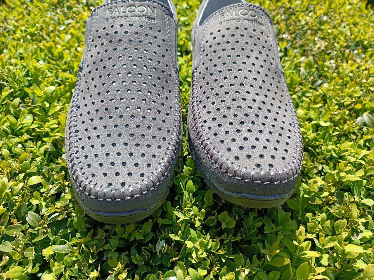 Мокасины мужские 41 размер кожаные туфли с перфорацией серые макасины летние слипоны в дырочку без резинке - фото 10 - id-p1853786989
