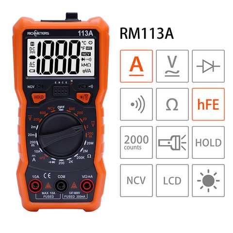 Мультиметр цифровий RichMeters RM113A портативний, автомат, NCV, ліхтарик