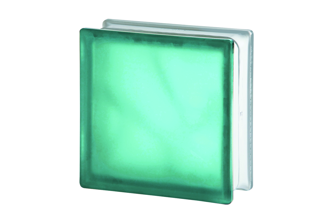 Склоблок Turquoise Wave Sat бірюзовий МАТОВИЙ 190х190х80 мм, фото 1