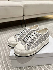 Жіночі білі текстильні кеди на платформі Dior Oblique Embroidered Walk'n'Dior з вишивкою Крістіан Діор, фото 5