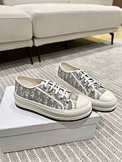 Жіночі білі текстильні кеди на платформі Dior Oblique Embroidered Walk'n'Dior з вишивкою Крістіан Діор, фото 6