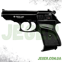 Стартовий сигнальний пістолет Ekol Lady Black 9мм, Сигнально шумовий пістолет Ekol Lady чорний для самооборони JGR