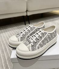 Жіночі білі текстильні кеди на платформі Dior Oblique Embroidered Walk'n'Dior з вишивкою Крістіан Діор, фото 4