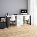 Подвійний письмовий стіл на 2 робочі місця, з тумбою на 4 шухляди посередині, фото 2