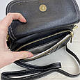 Шкіряна сумка з клапаном СРІБНА фурнітура КТ-4117 Чорна, фото 5