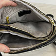 Шкіряна сумка з клапаном СРІБНА фурнітура КТ-4117 Чорна, фото 6