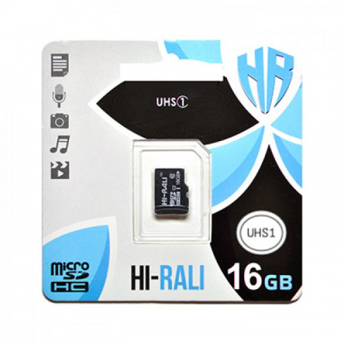 Карта Пам'яті Hi-Rali MicroSDHC 16gb UHS-1 10 Class (Чорний)