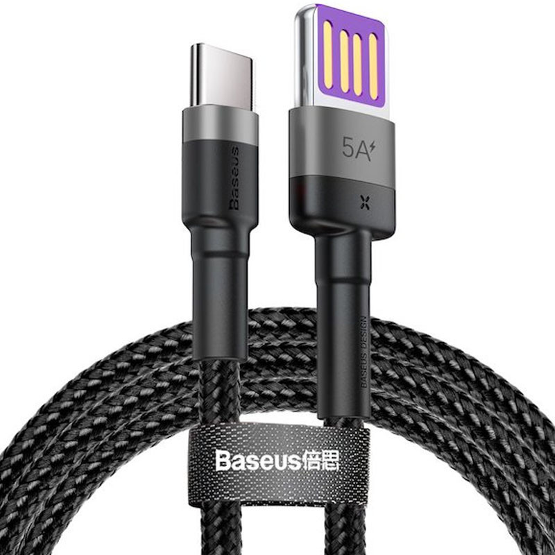 Дата кабель Baseus Cafule QC Double-Sided Blind Interpolation USB to Type-C 40W (1m) (CATKLF-PG) Black