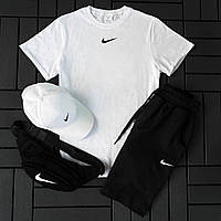 Чоловічий костюм з логотипом Nike. Комплект шорт, футболка, кепка, бананка